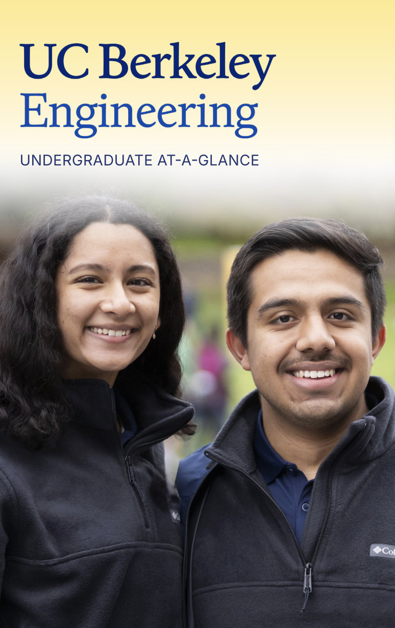 UCB Engineering undergraduate brochure cover, two students smiling at the camera